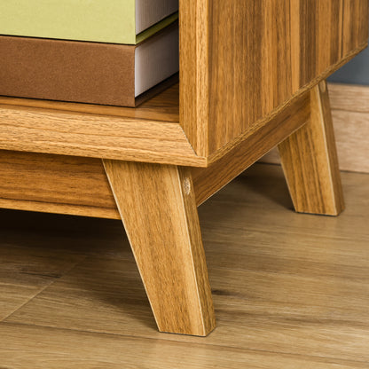 Fatoco  Set Of 2 Wooden Walnut Brown Bedside Tables With Drawer And Shelf