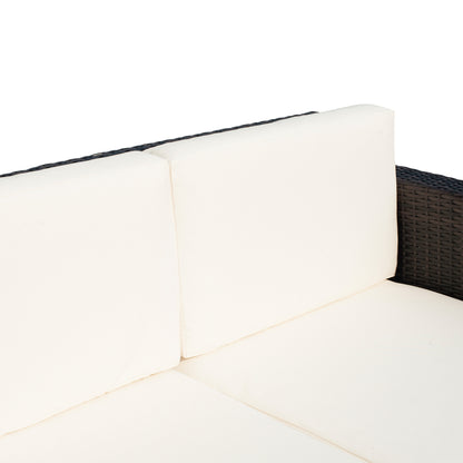 Sese Rattan Brown 2 Seater Outdoor Sofa with White Cushions