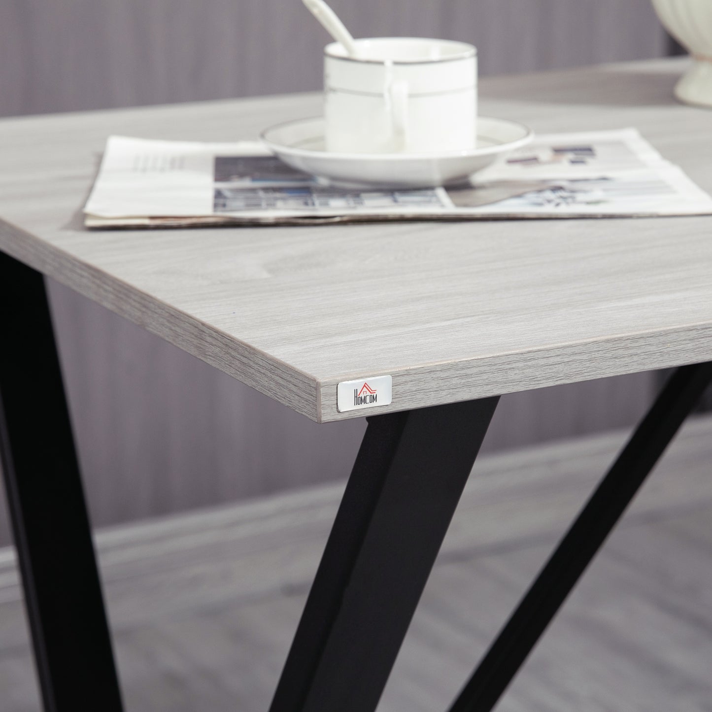 Bakefi Wooden White Rectangular Breakfast Bar Table Seating 4