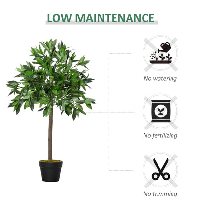 Rani Sumo Set Of 2 Artificial Bay Laurel Trees In Green Supplied In Pots For Indoor Office Use