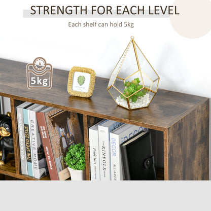 Ketomo Wood Rustic Brown 3 Tier OFauxn Bookcase Room Divider