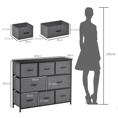 Vazimo Fabric And Metal Dark Grey 8 Drawer Foldable Storage Chest
