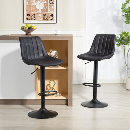 Nalo Set Of 2 Black Leathaire Upholstered Tub Style Bar Stools