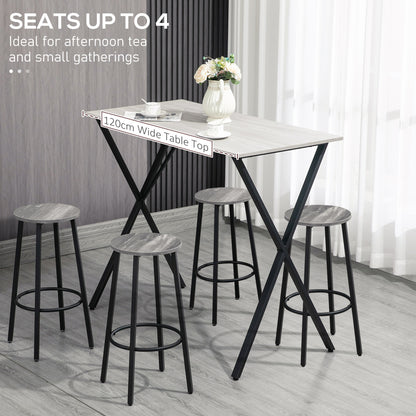 Bakefi Wooden White Rectangular Breakfast Bar Table Seating 4
