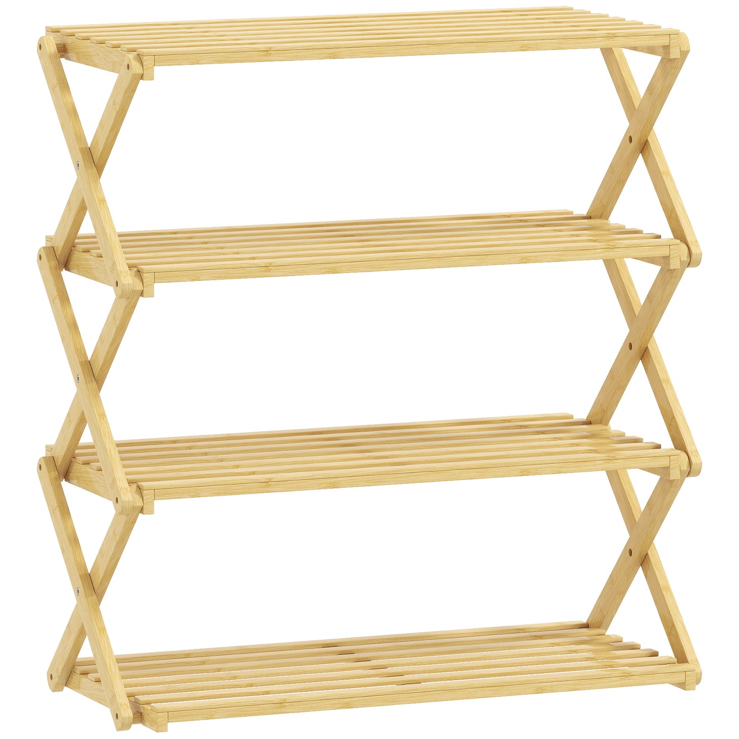 Taseyo Sori Natural Bamboo 4 Tier Folding Shoe Rack