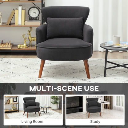 Mielyo Black Corduroy Retro Accent Armchair