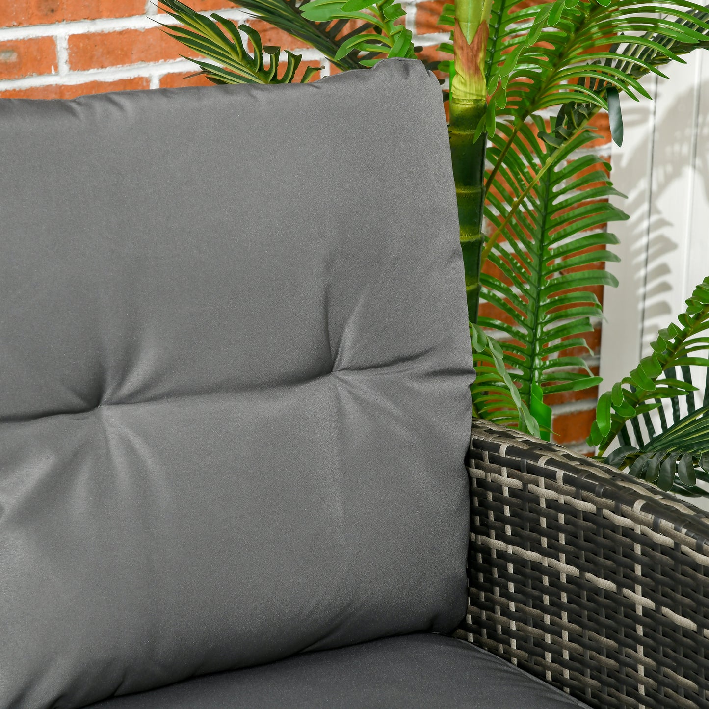 Lolu 7 Seater Grey Rattan Garden Sofa Set With Cushions And Glass Table