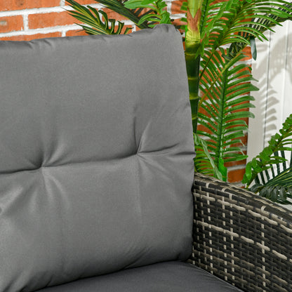 Lolu 7 Seater Grey Rattan Garden Sofa Set With Cushions And Glass Table