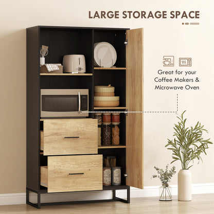 Kamilo Wooden White Tall Kitchen Pantry Cabinet With Drawers Adjustable Shelves And Soft Close Door 160 cm