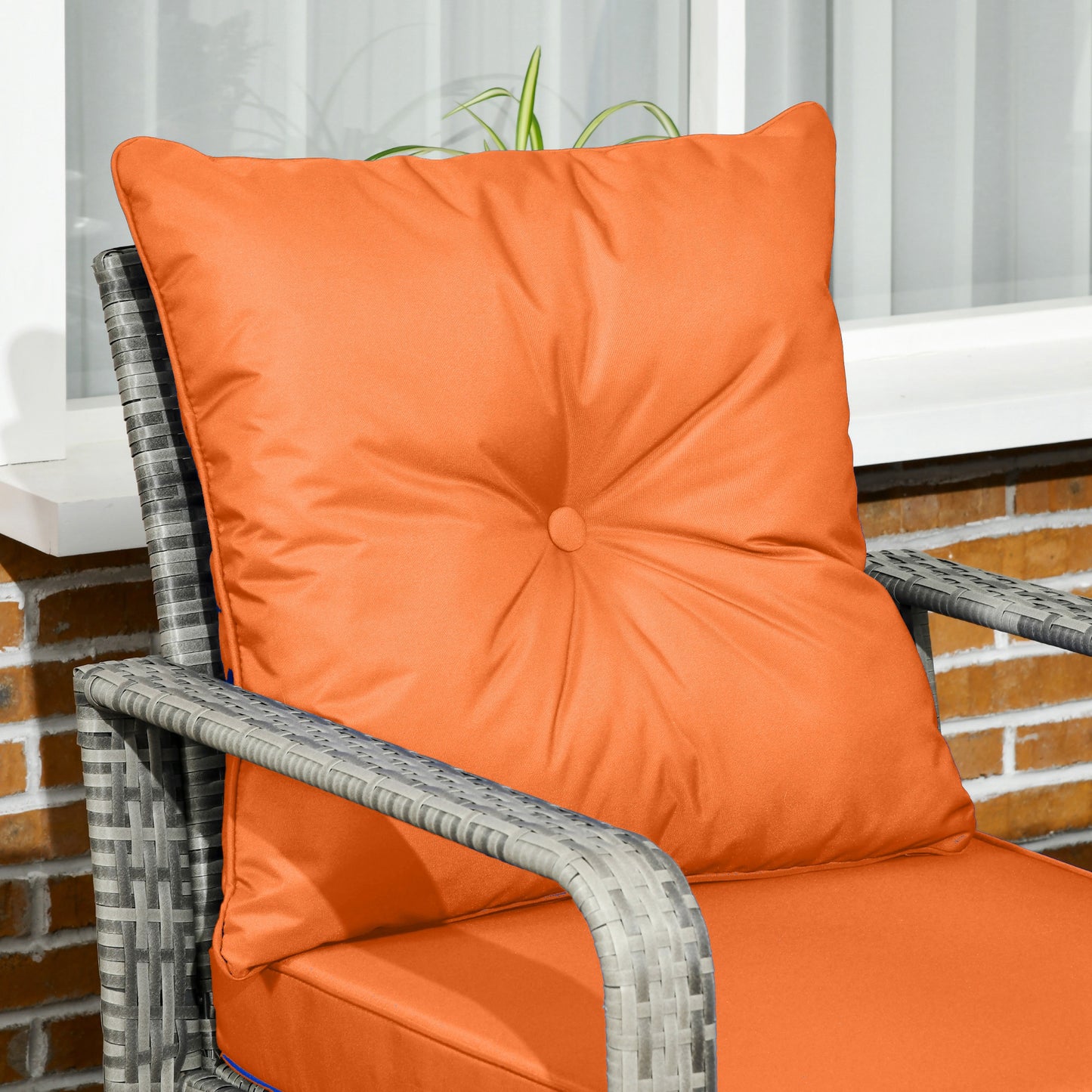 Nola Nora Gey Rattan 3 Piece Bistro Set With Storage Coffee Table And Orange Cushions