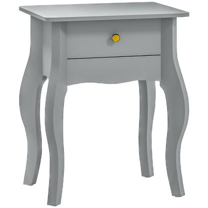Noha Wooden Grey French Style Side Table With Drawer