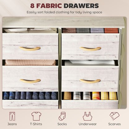 Nokaso Fabric And Metal Natural Wood Finish 8 Drawer Storage Chest