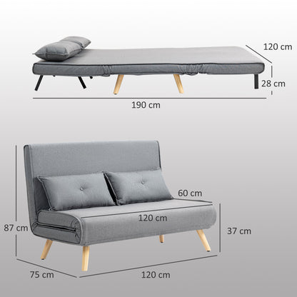 Maba Linen Look Grey 2 Seater Sofa Bed
