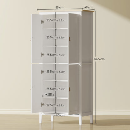 Kaha Wooden White Tall Pantry Cabinet With Motion Sensor LED Lighting 176.5 cm