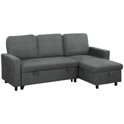 Sesune Yoli Charcoal Grey Upholstered Pull Out Sofa Bed With Storage and Side Pockets
