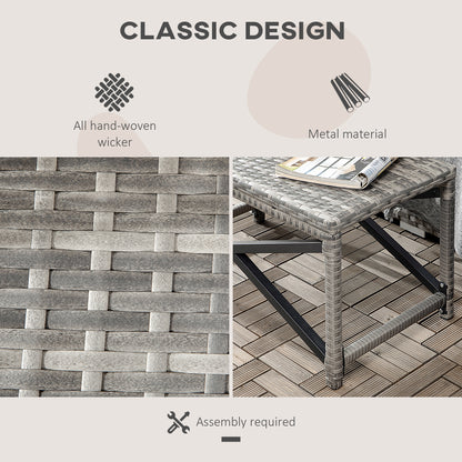 Donori Grey Rattan Outdoor Coffee Table With X Frame with Woven Top