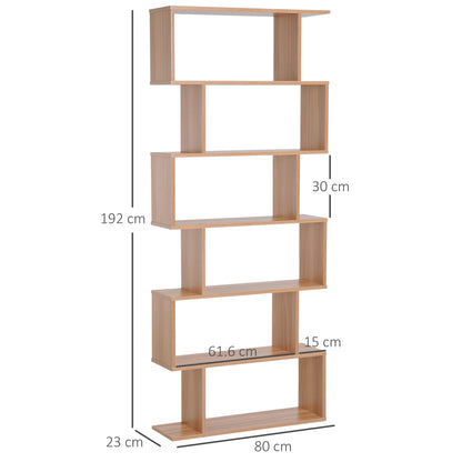 Lisoke Wood Maple 6 Tier S ShaFauxd Display Bookcase