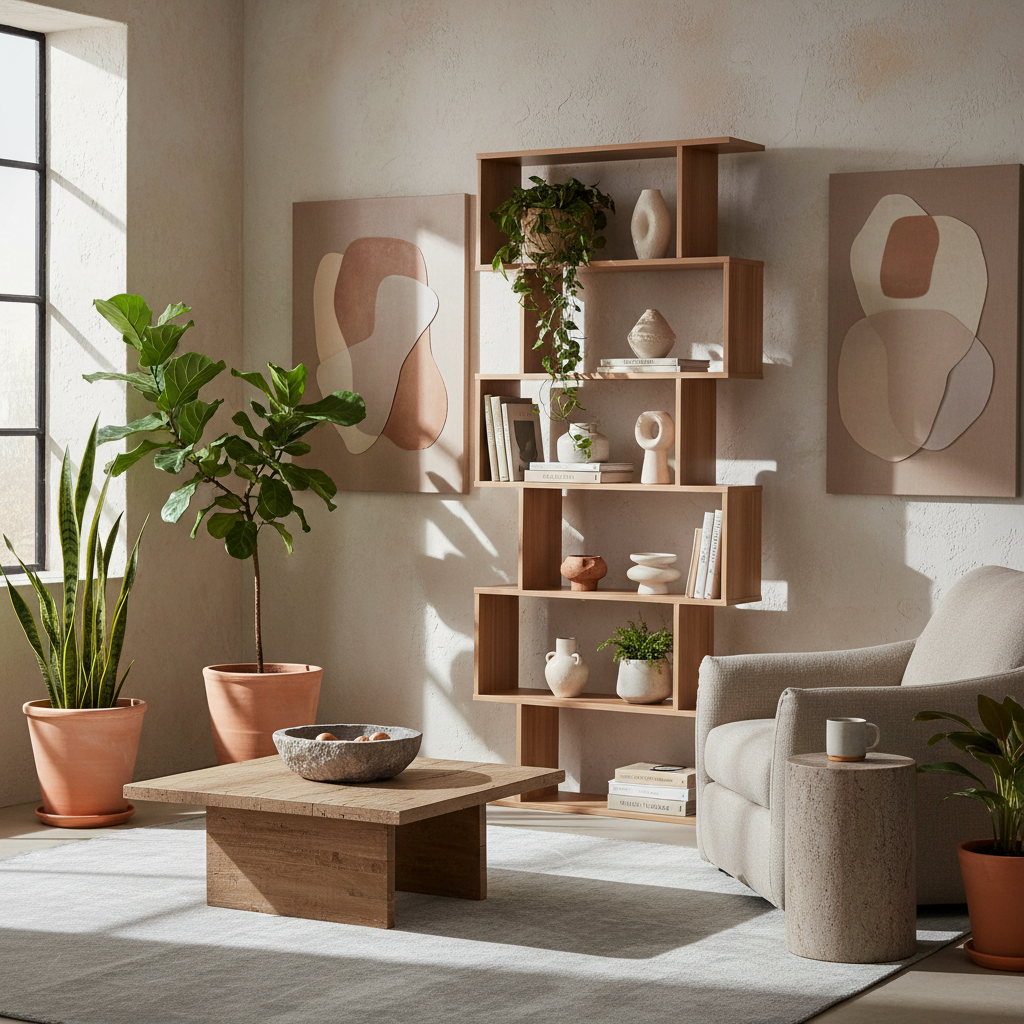 Lisoke Wood Maple 6 Tier S Shaped Display Bookcase