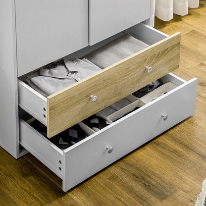 Coralia White and Natural 2 Door Wardrobe With Hanging Rail and 2 Drawers