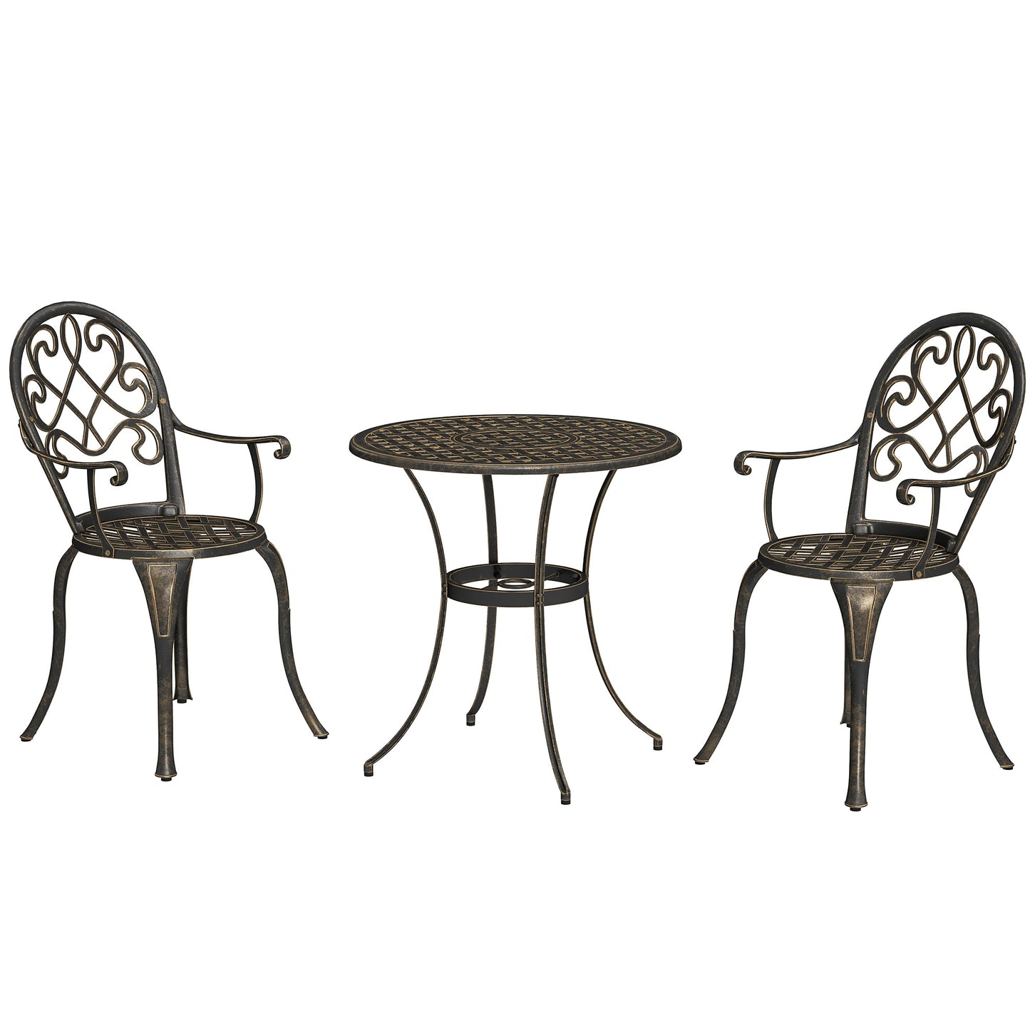 Ziraro Aluminium Bronze Tone 3 Piece Elegant Garden Bistro Set