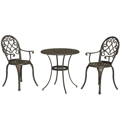 Ziraro Aluminium Bronze Tone 3 Piece Elegant Garden Bistro Set