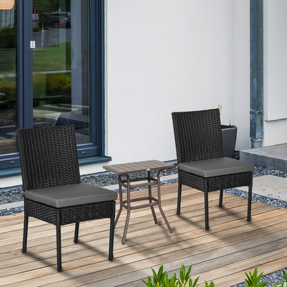 Meretta Rattan Black Set Of 2 Armless Outdoor Garden Chairs