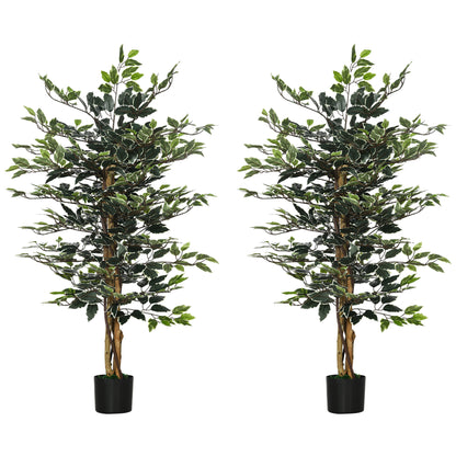 Diraco Set Of 2 Artificial Ficus Style Trees For Indoor Decorative Use