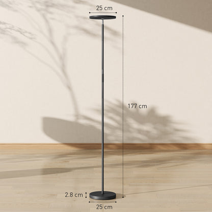 Niba Metal Black LED Uplighter Floor Lamp With Remote Touch Control And Adjustable Head