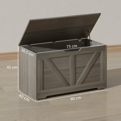 Cosoli Charcoal Grey Wood Effect Storage Chest With Safety Hinges 100 Litre