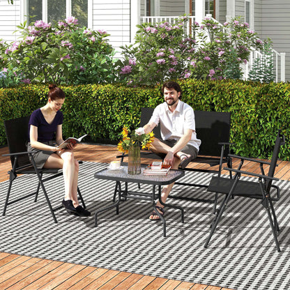 Mavi Metal Black and Mesh 4 Seater Outdoor Garden Sofa Set
