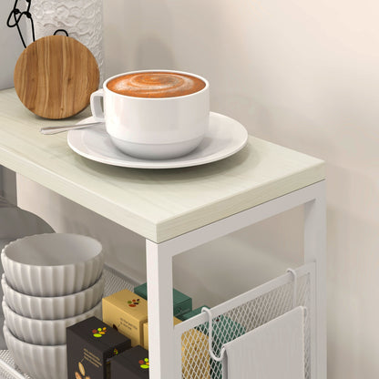 Else Lune Metal White 3 Tier Kitchen Cart With Steel Wire Baskets
