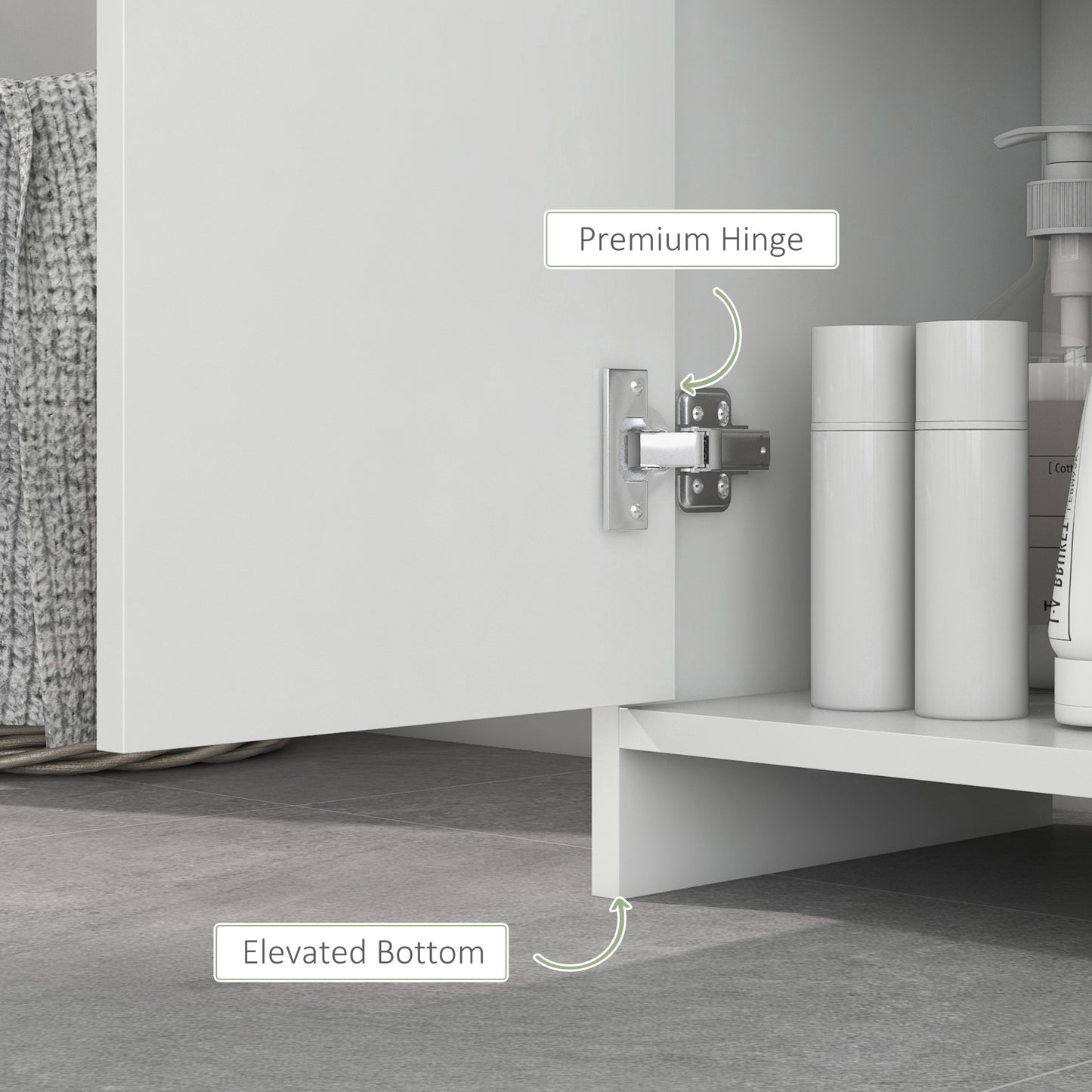 Suzise Slim Freestanding Bathroom Storage Cabinet With OFauxn Compartment For Small Spaces White