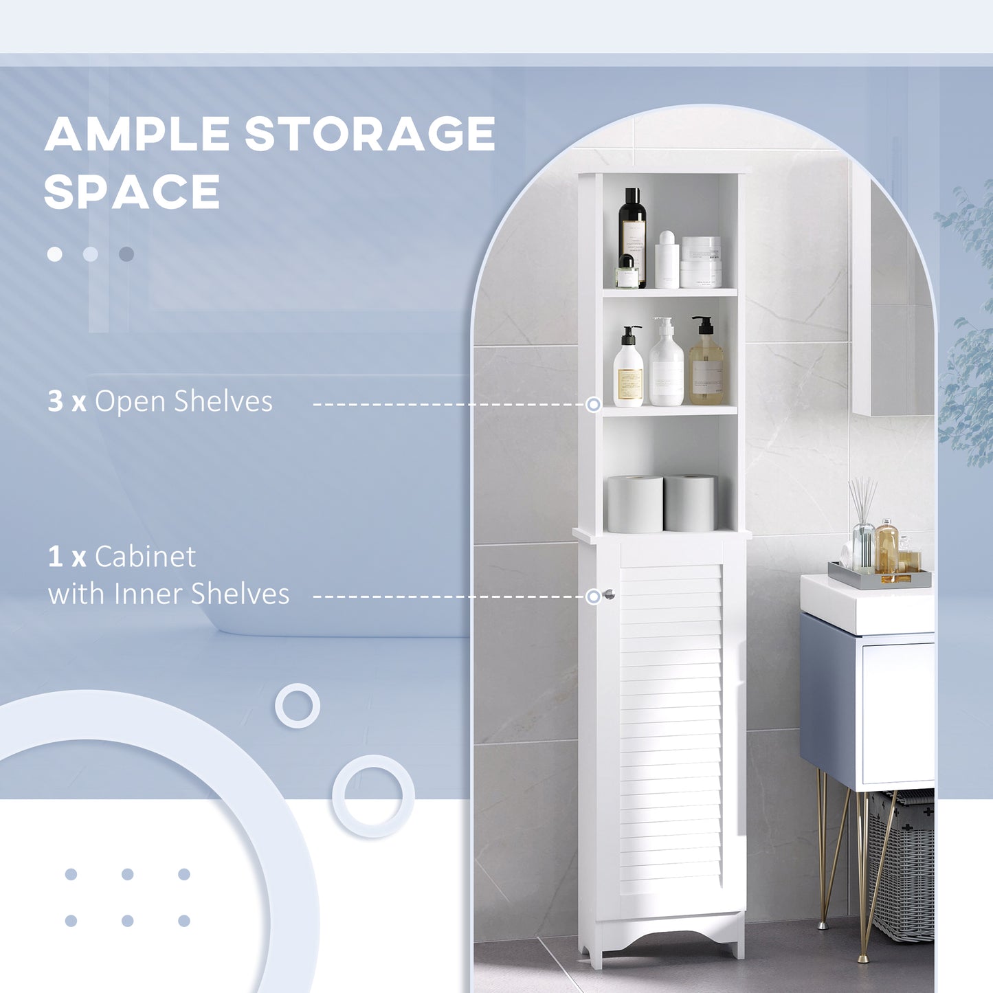 Nesaco Cofa Slim Tall Bathroom Storage Cabinet With Adjustable Shelves And Shutter Door White