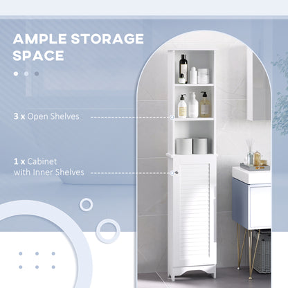 Nesaco Cofa Slim Tall Bathroom Storage Cabinet With Adjustable Shelves And Shutter Door White