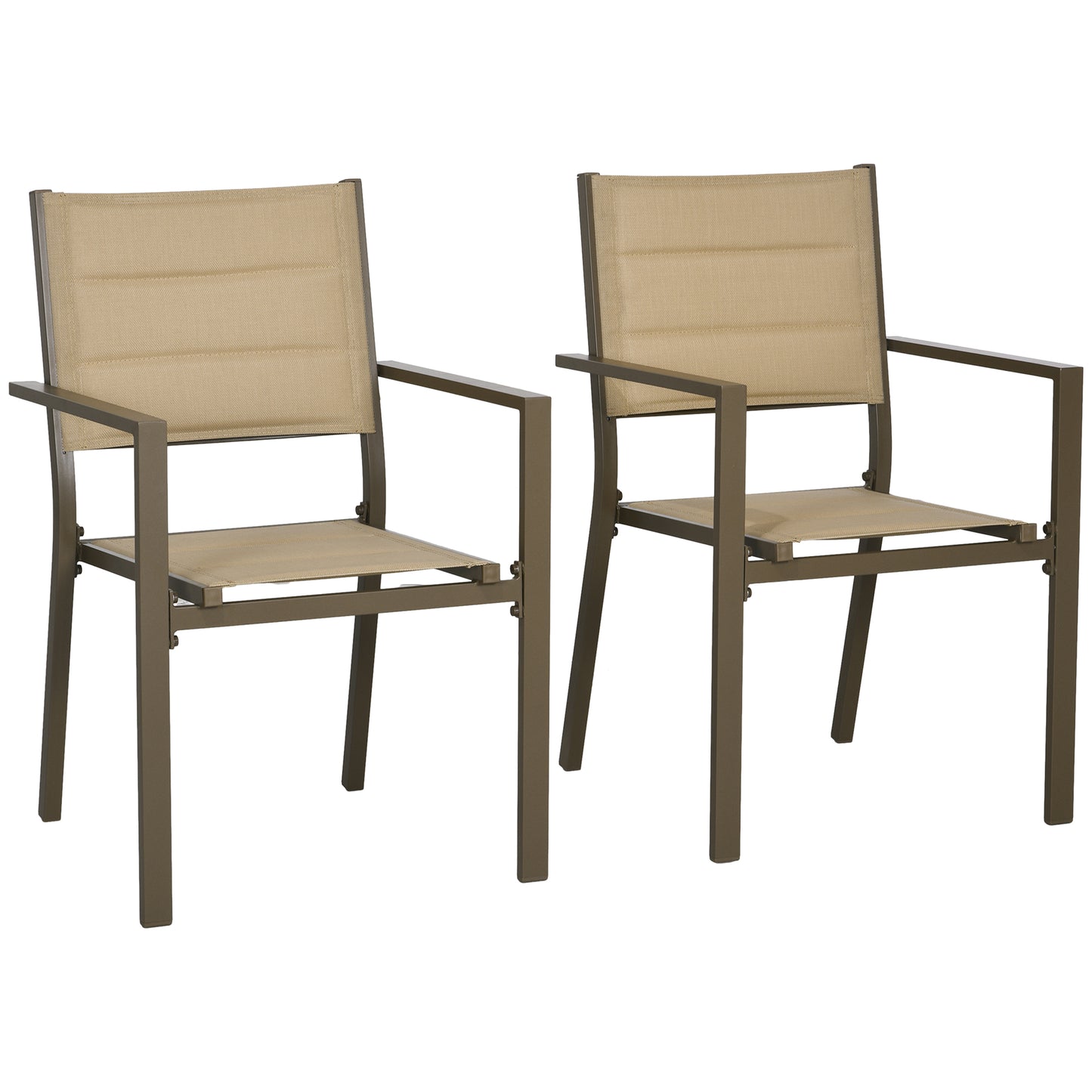 Batomi Set Of 2 Khaki Aluminium Stackable Outdoor Garden Chairs