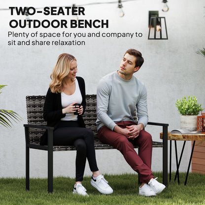 Batare Rattan Grey 2 Seater Garden Bench With Armrests