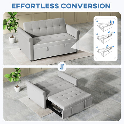 Rekano Velvet Grey 2 Seater Sofa Bed With Tufted Upholstery