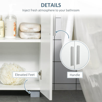 Nonove White Freestanding Linen Storage Cabinet With 3 Tier Shelving