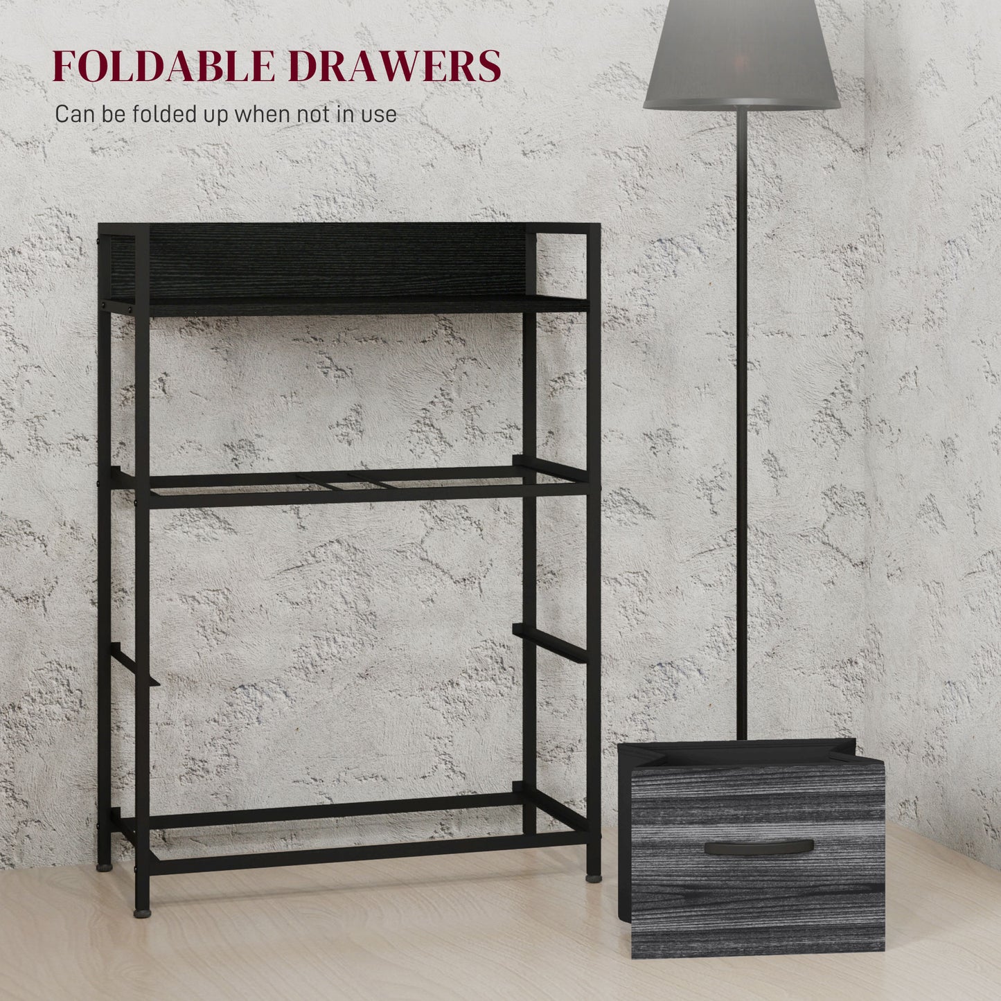 Kele Fabric And Wood Black 4 Drawer Rustic Storage Chest