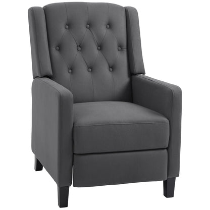 Lino Microfibre Deep Grey Button Tufted Recliner Armchair With Leg Rest
