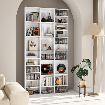 Somole Tano Wooden Marble Effect Adjustable CD Storage Cabinet 102 x 195 cm