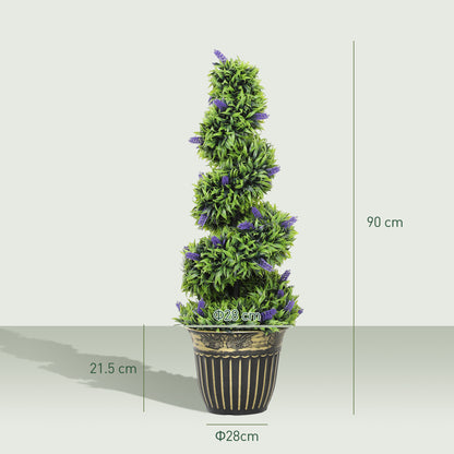 Vadi Set Of 2 Artificial Lavender Style Trees H8 90cm