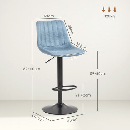 Bakana Fabric Blue Retro Tub Style Bar Stools Set Of 2 With Padded Seats