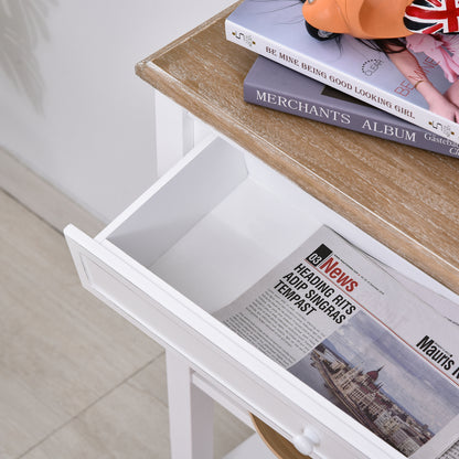 Sacoso Wooden Natural Retro  Hallway Console Table With Drawer And Dual Shelves