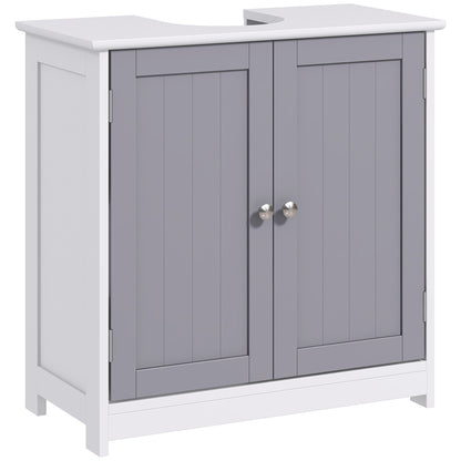 Rova Compact Under Sink Bathroom Storage Cabinet With Adjustable Shelf And Drain Cut Out White And Grey
