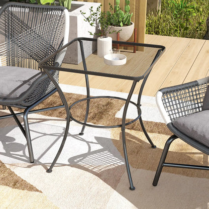 Metal Black Square Outdoor Bistro Table With Mesh Top 60 cm