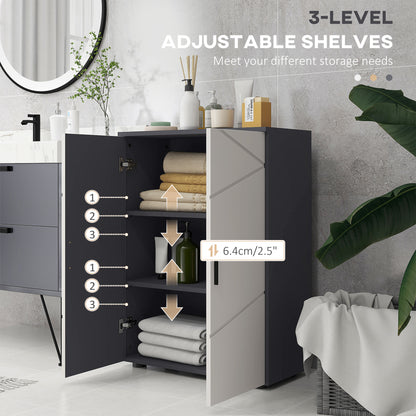 Lususa Sasu Compact Grey Bathroom Storage Cabinet With 2 Doors Adjustable Shelves And Soft Close Design