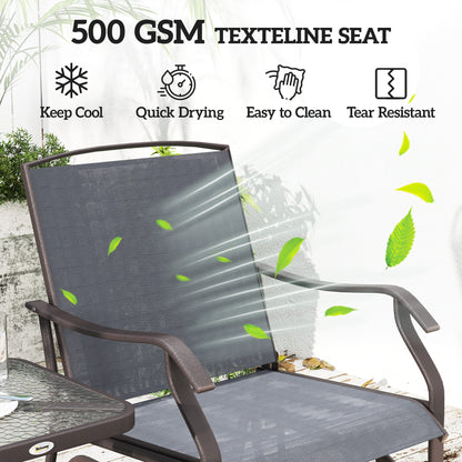 Banafa Outdoor Glider Rocking Bistro Set With 2 Chairs And Matching Table Grey