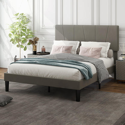 Nare 4FT6 Double Bed Frame With Soft Touch Upholstered Headboard Grey
