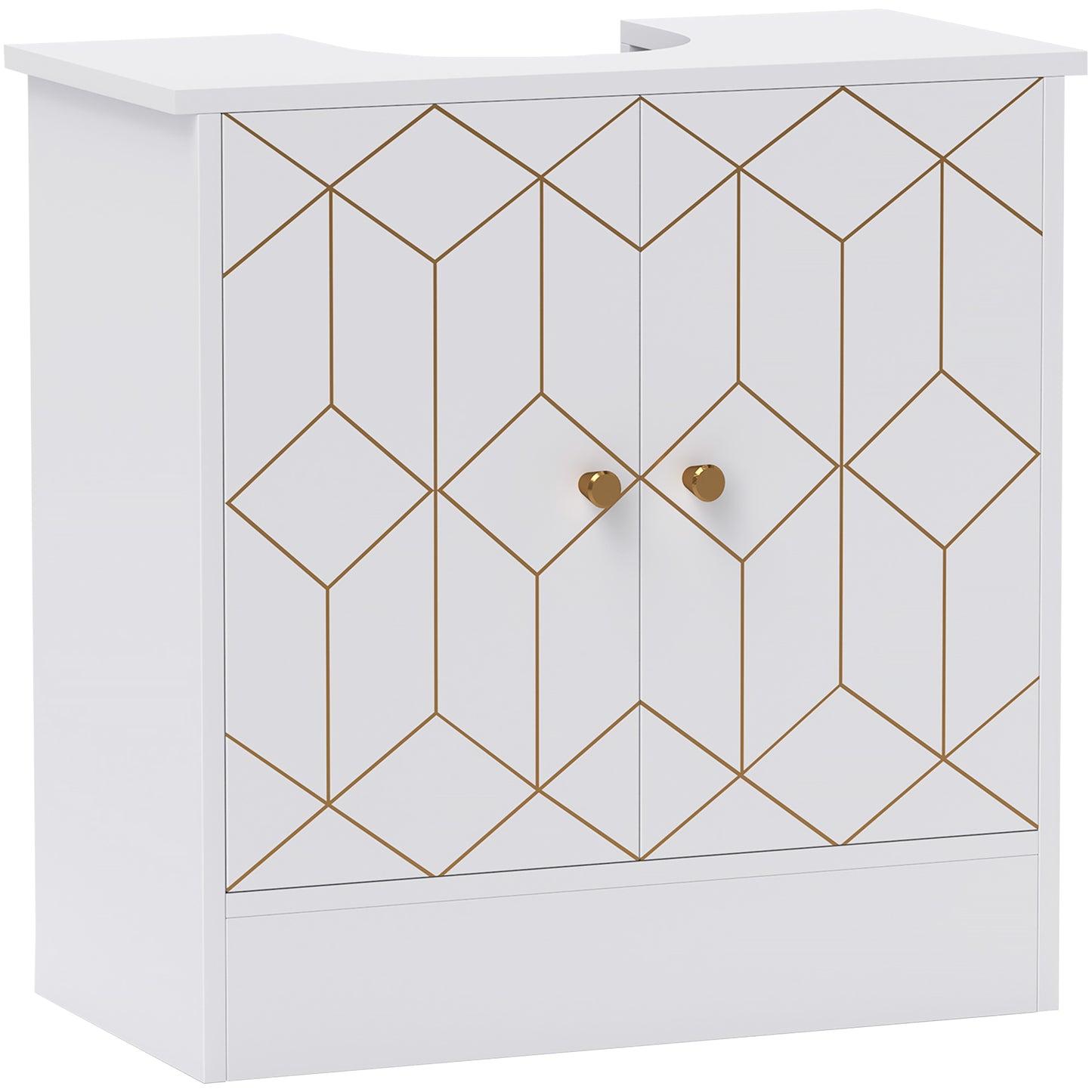 Verado Under Sink Bathroom Storage Cabinet With Adjustable Shelves And Open Compartment White